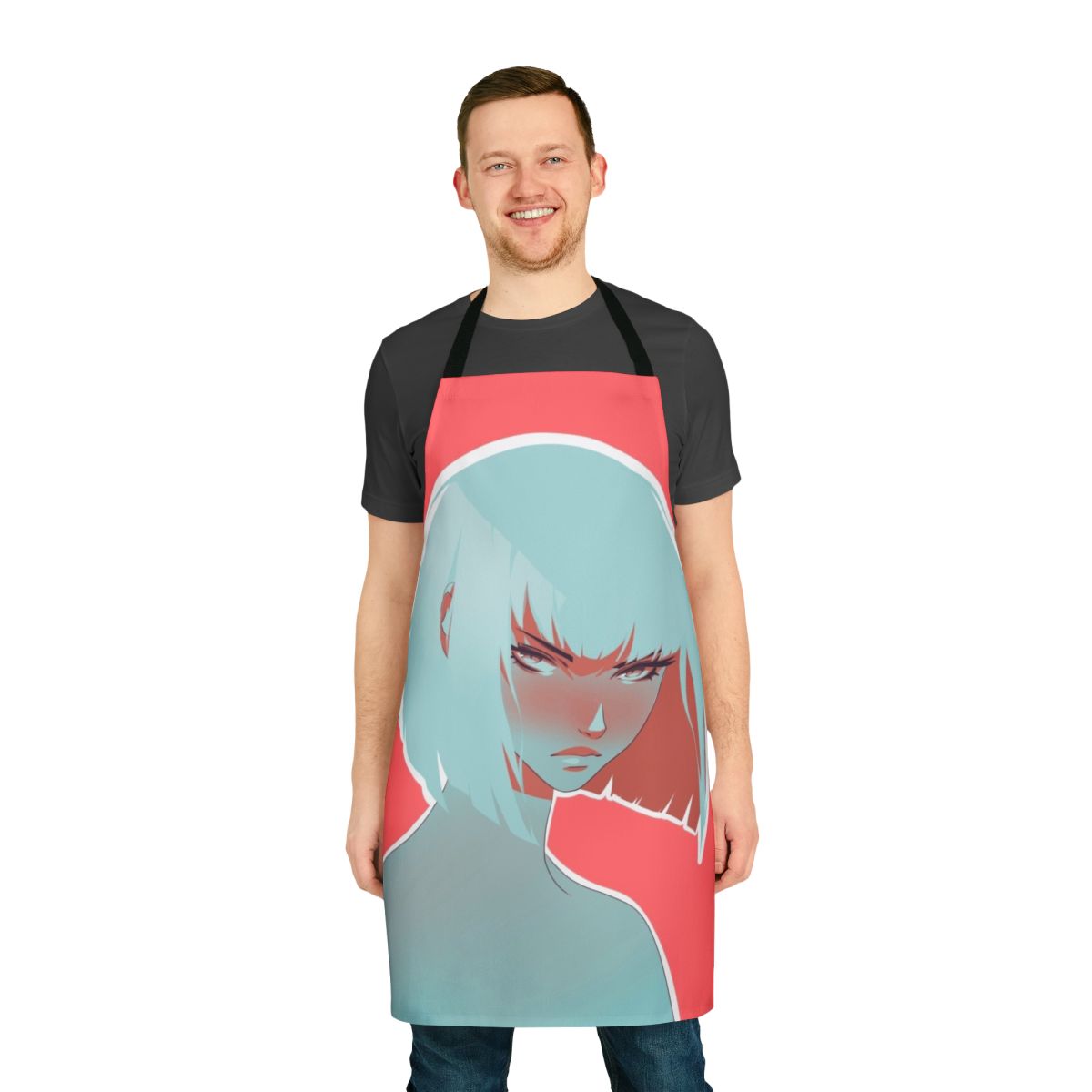 Colorful blood orange apron with a vibrant, flat design style