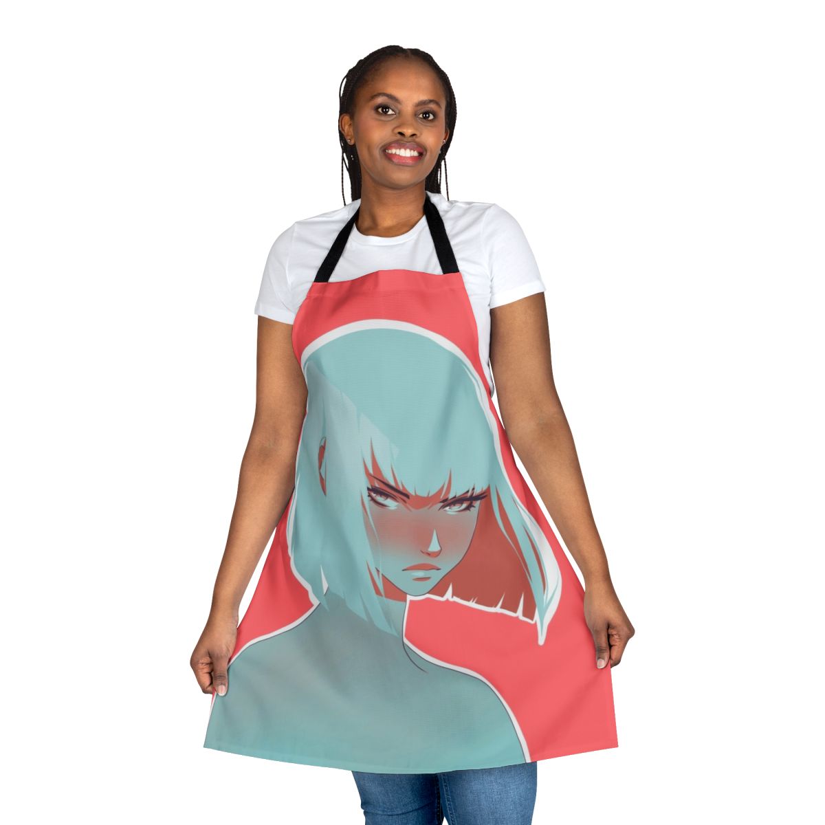 Colorful blood orange apron with a vibrant, flat design style