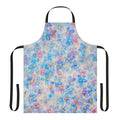 Blue watercolor flower buds painting on an apron