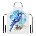 Apron featuring a beautiful watercolor illustration of a blue jay bird in nature