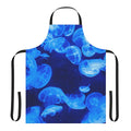 Image of a blue jellyfish design on an apron, perfect for cooking or crafting.