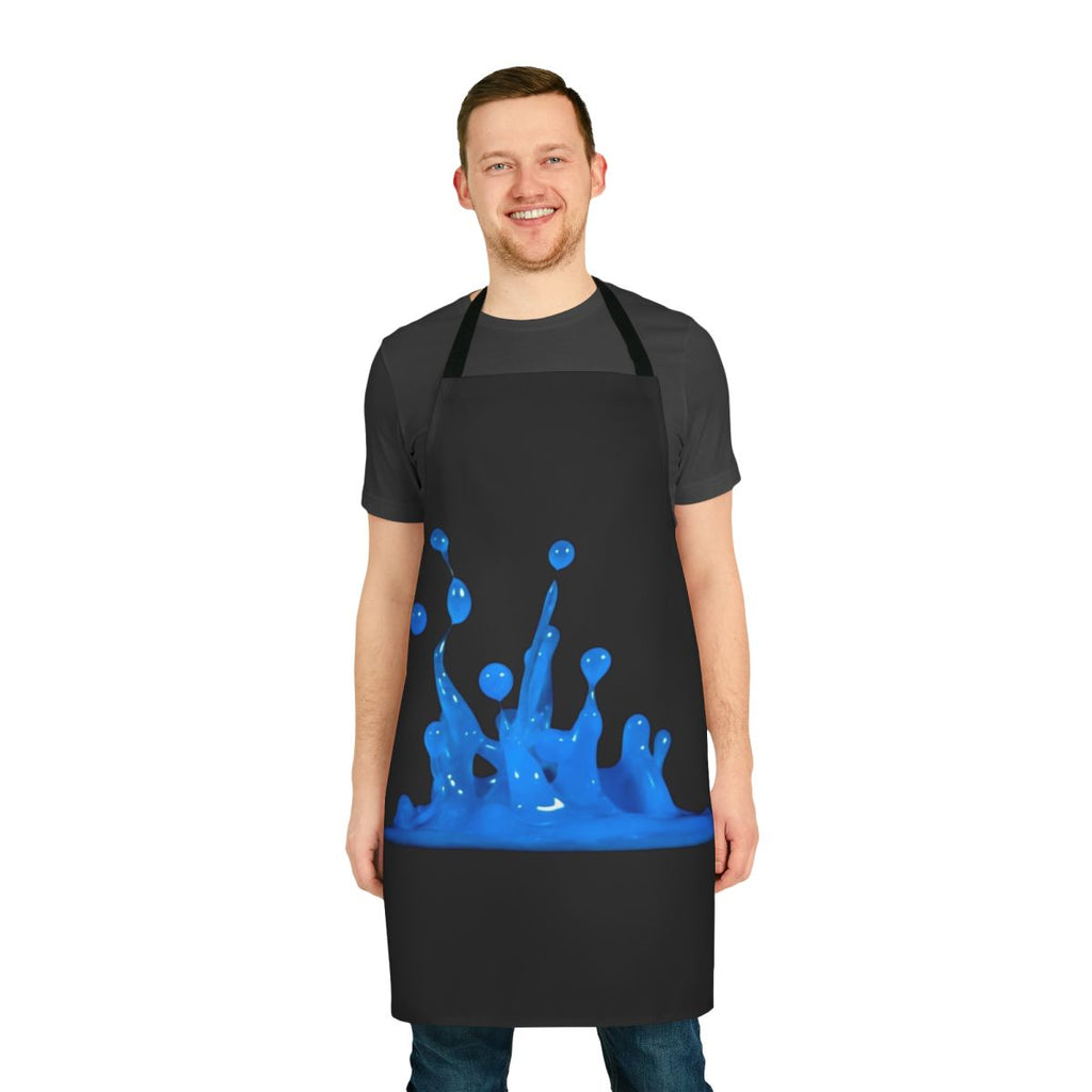 Apron with a striking blue water splash design