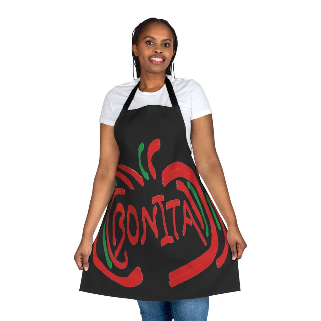Colorful apron featuring a stylized Bonita apple design, perfect for fans of classic 90s hip hop and rap music.