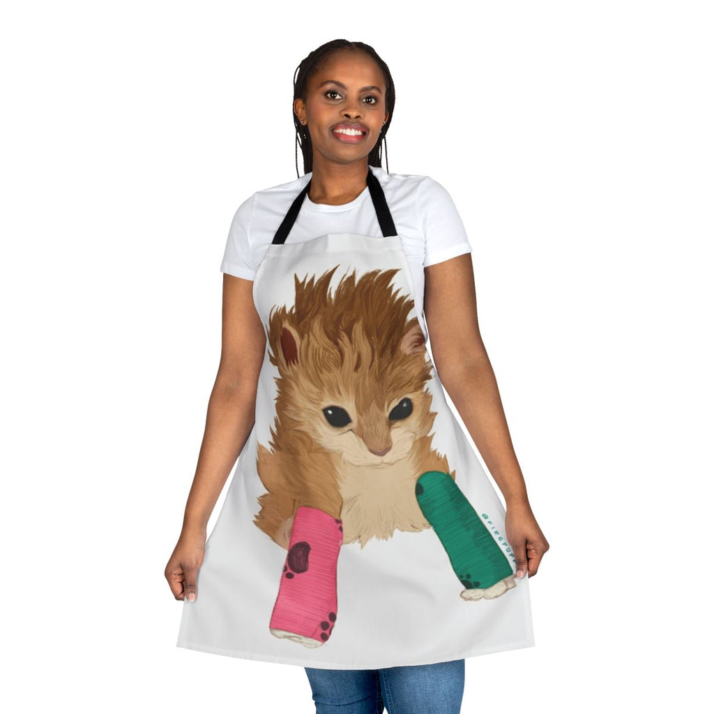 Colorful apron with tater tot and bonkers design, perfect for kitty owners