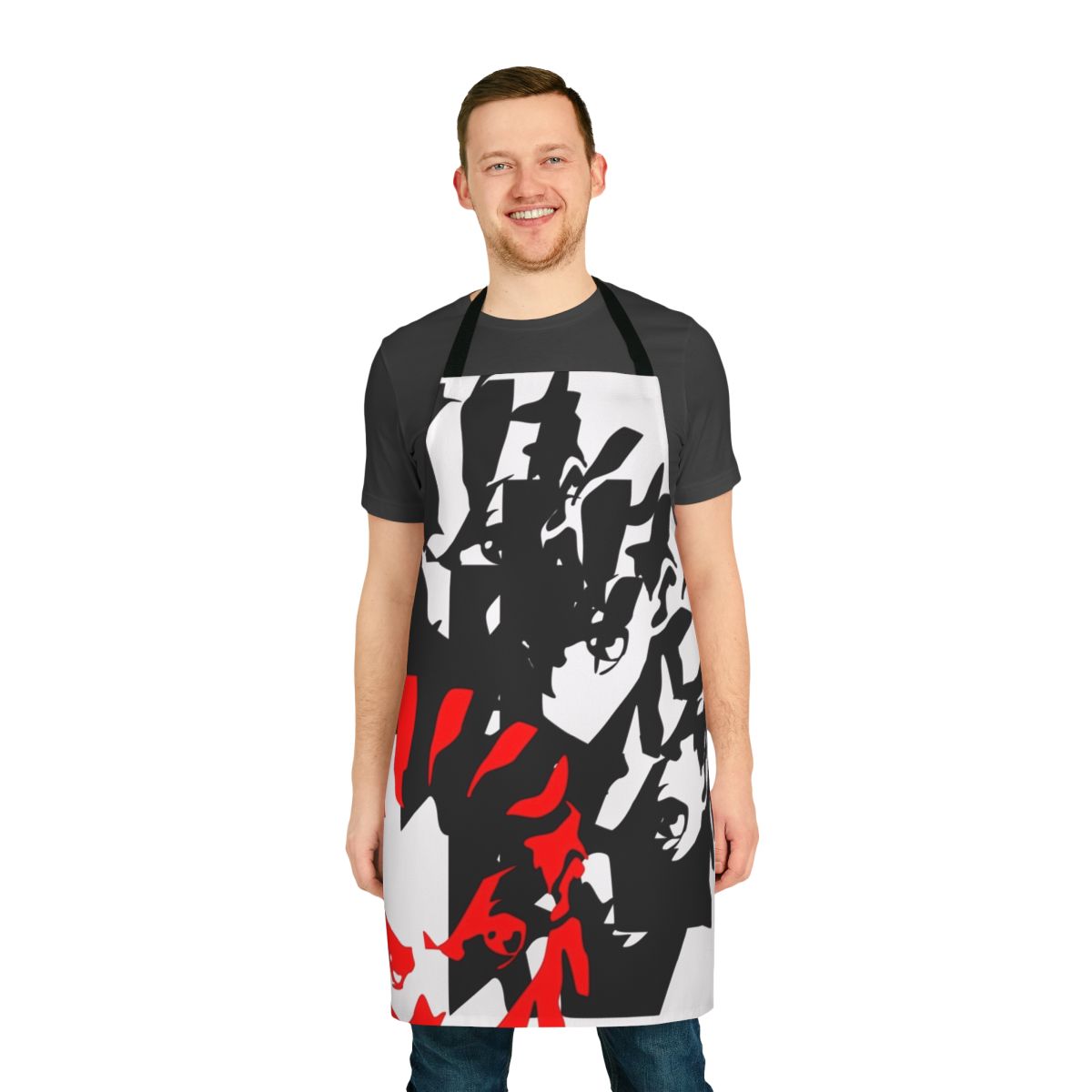 A colorful apron featuring characters and imagery from the popular TV series "The Boondocks"
