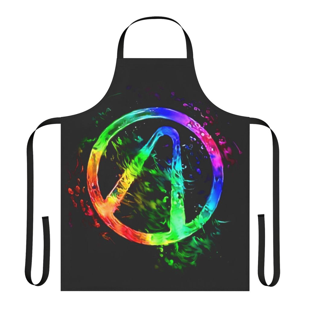 Colorful and abstract apron design featuring the Vault Hunter symbol from the Borderlands video game franchise.