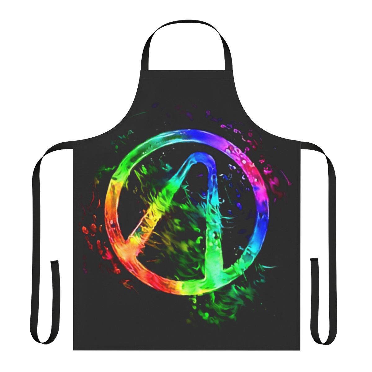 Colorful and abstract apron design featuring the Vault Hunter symbol from the Borderlands video game franchise.