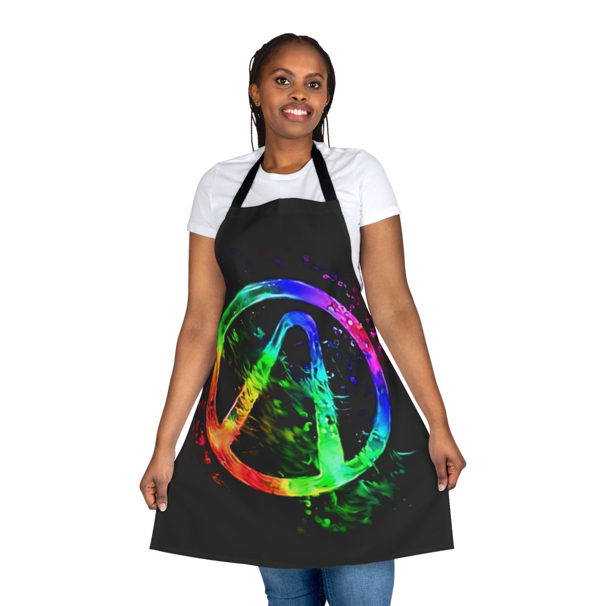 Colorful and abstract apron design featuring the Vault Hunter symbol from the Borderlands video game franchise.