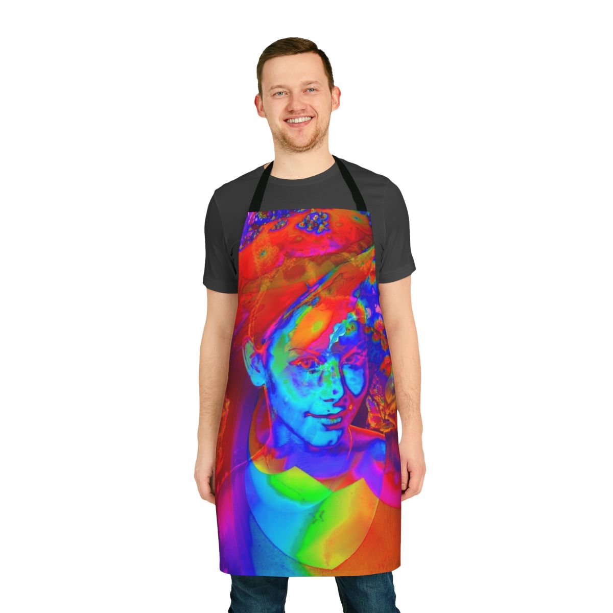 Colorful and modern apron with a vibrant brainstorm pattern design