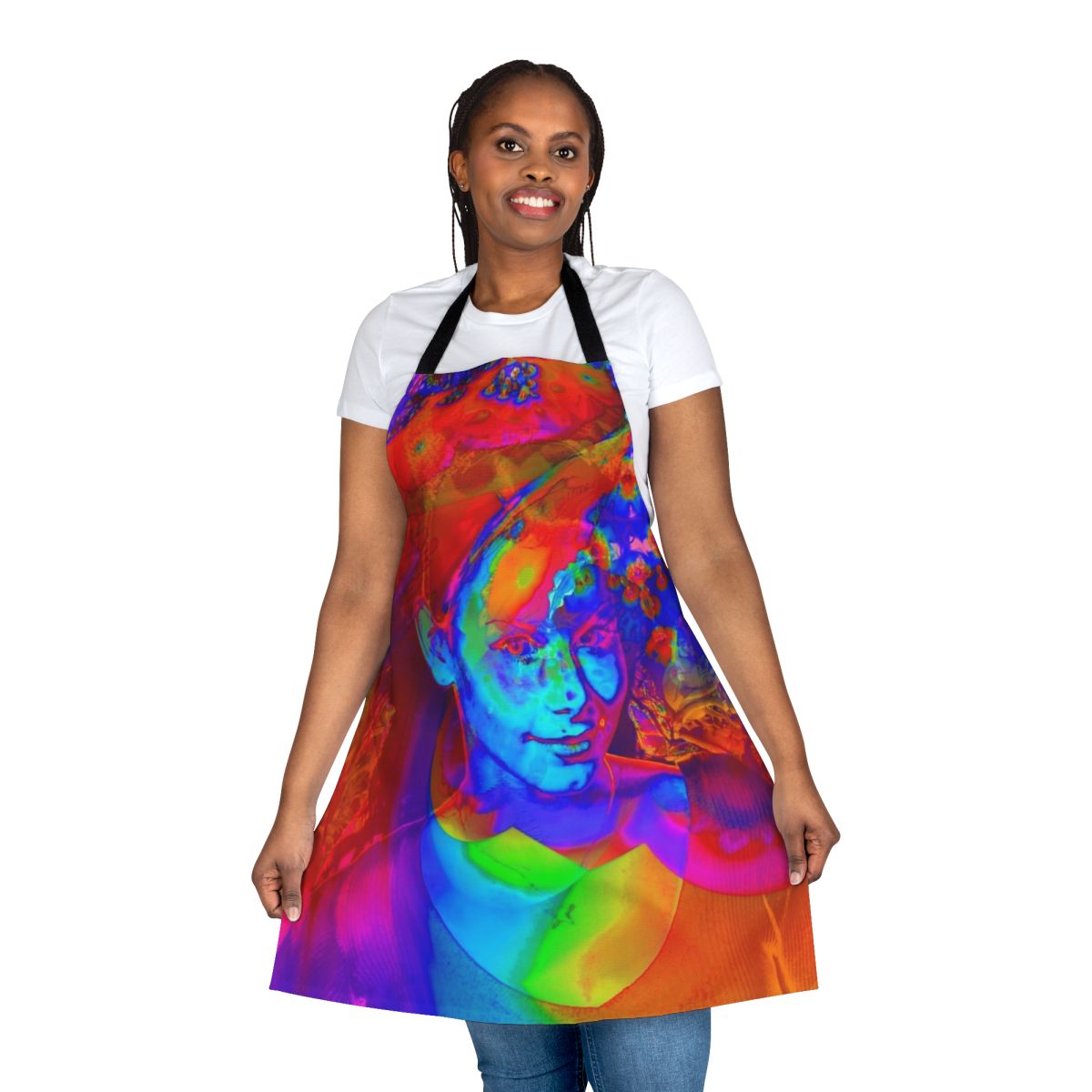 Colorful and modern apron with a vibrant brainstorm pattern design