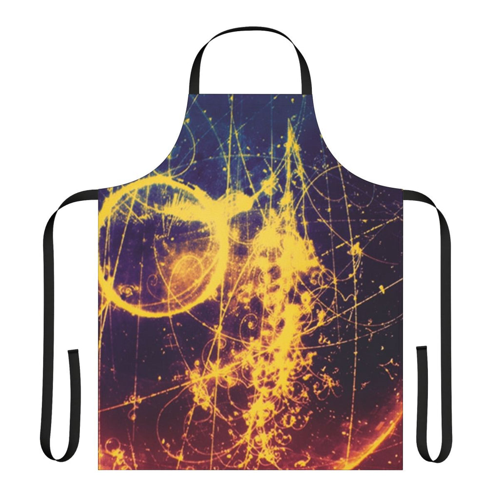 Colorful abstract bubble chamber design on a high-quality apron for the science-minded