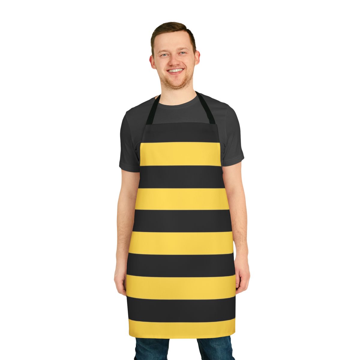 Colorful striped bumble bee inspired apron