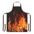 Apron featuring a vibrant design of campfire flames against a dark night sky
