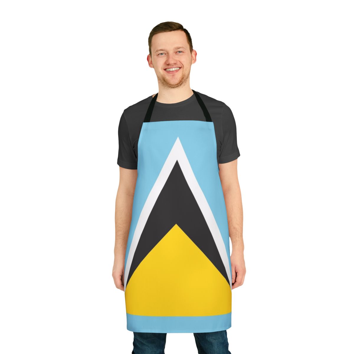 Colorful Saint Lucia flag printed on a high-quality apron
