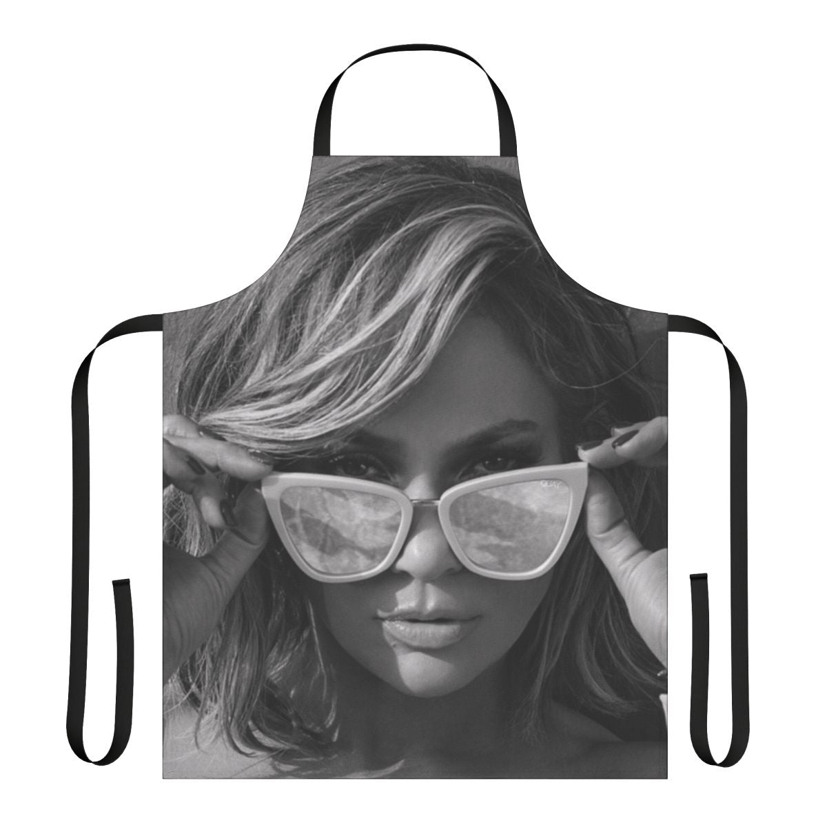 Colorful apron featuring a pop art-style design of Jennifer Lopez
