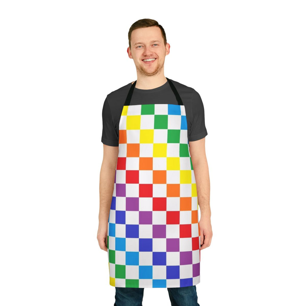 Colorful checkered apron with abstract design