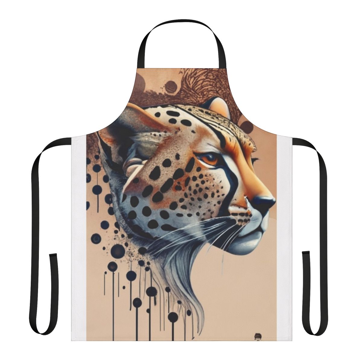 Cheetah-patterned apron with a realistic wild cat design