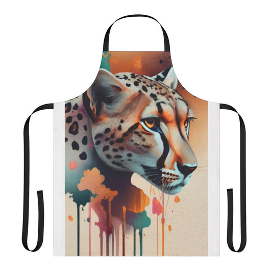Cheetah print apron with a vibrant design for nature and animal enthusiasts
