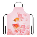 Colorful apron featuring a vibrant cherry blossom and goldfish design, perfect for cooking in an aquatic-themed kitchen.