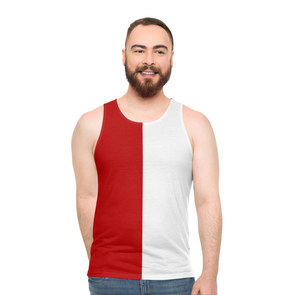 Vibrant Cherry Red and White Bicolor Unisex Tank Top