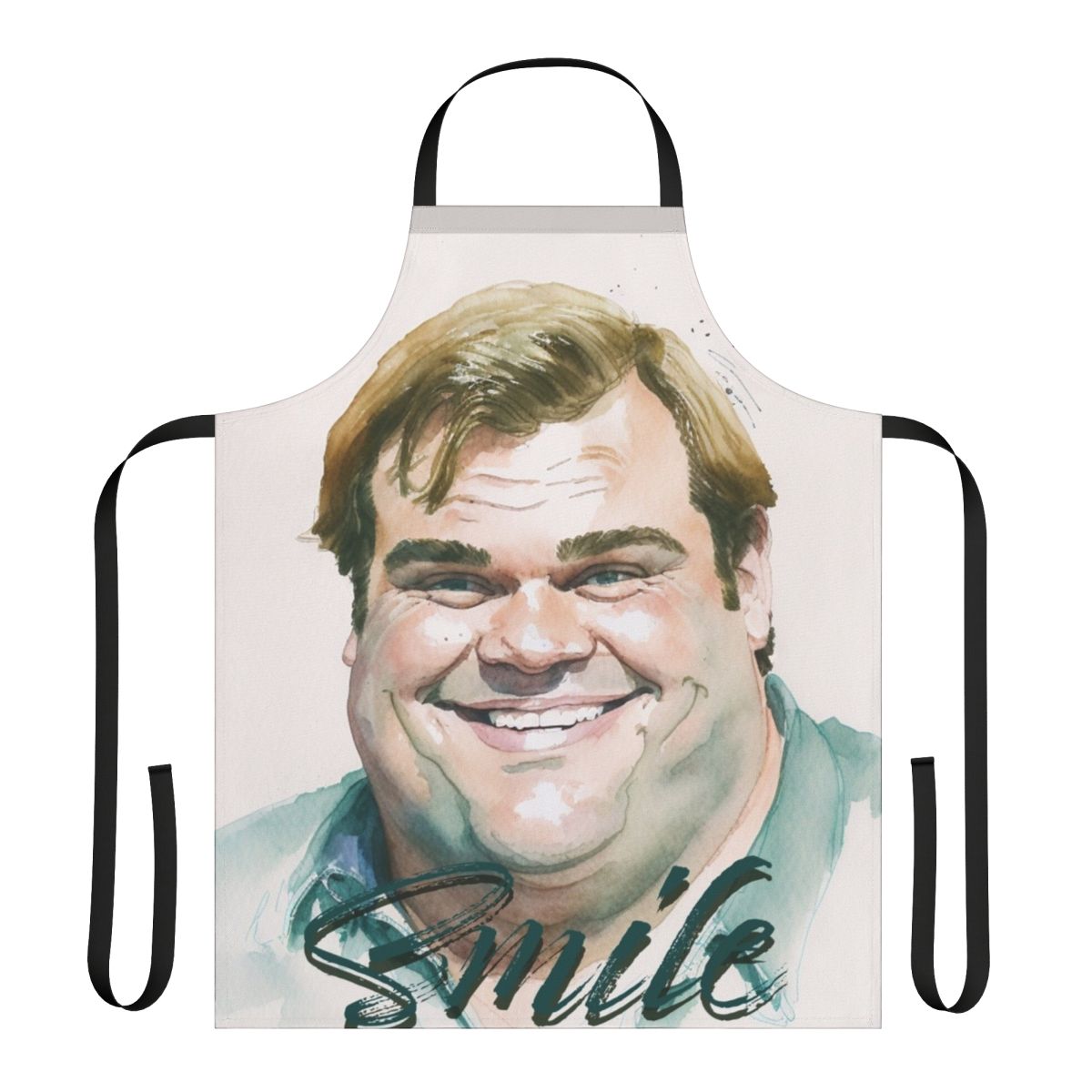 A vibrant and joyful watercolor design featuring the iconic comedy legend Chris Farley