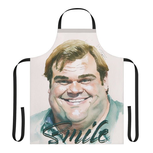 A vibrant and joyful watercolor design featuring the iconic comedy legend Chris Farley
