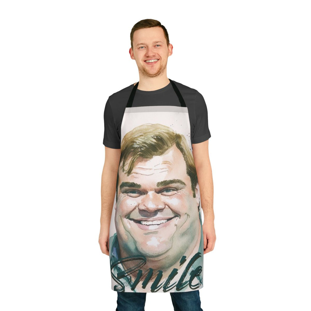 A vibrant and joyful watercolor design featuring the iconic comedy legend Chris Farley