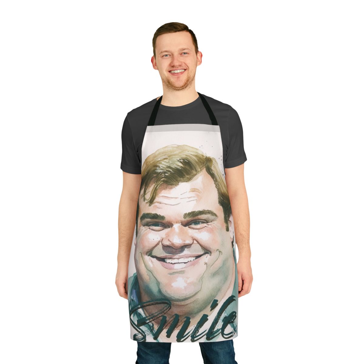 A vibrant and joyful watercolor design featuring the iconic comedy legend Chris Farley