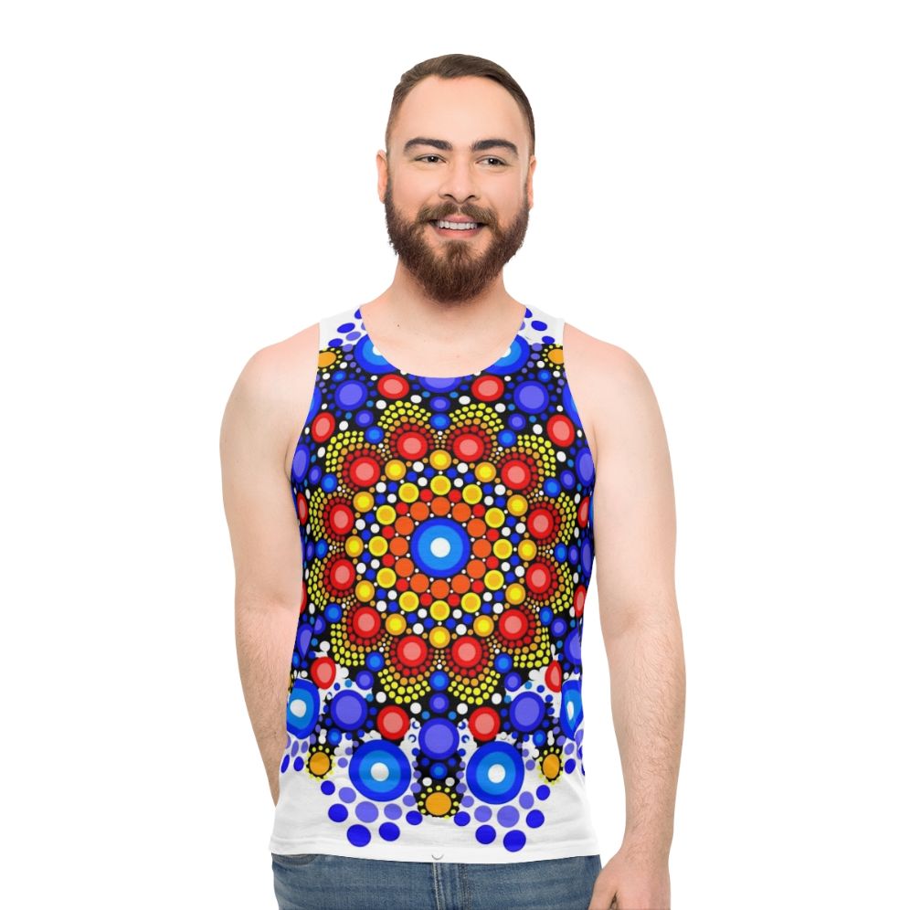Vibrant circles and mandala pattern unisex tank top