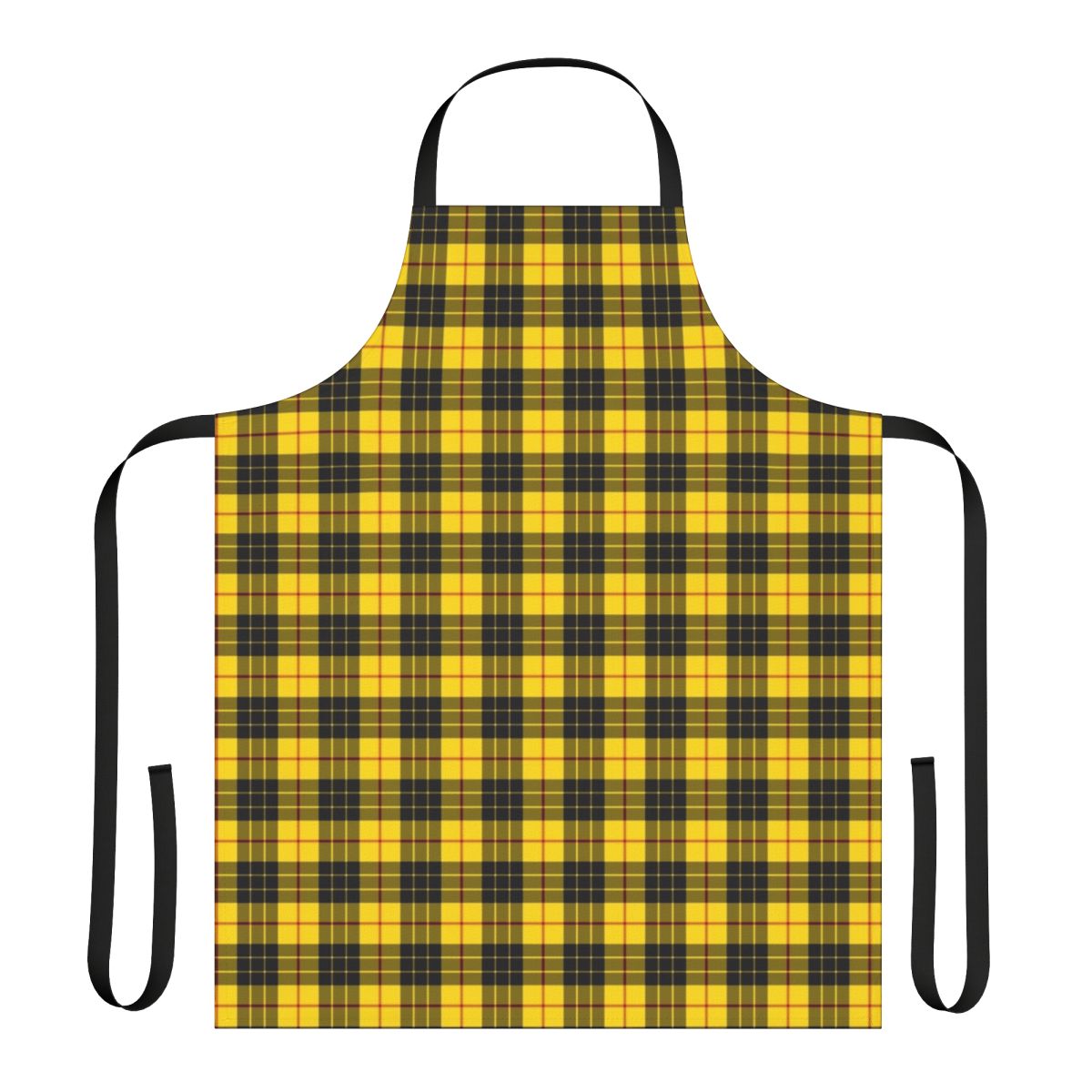 Clan Macleod tartan apron featuring a vibrant yellow and black plaid pattern