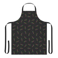 CMYK lightning bolt design on a black kitchen apron
