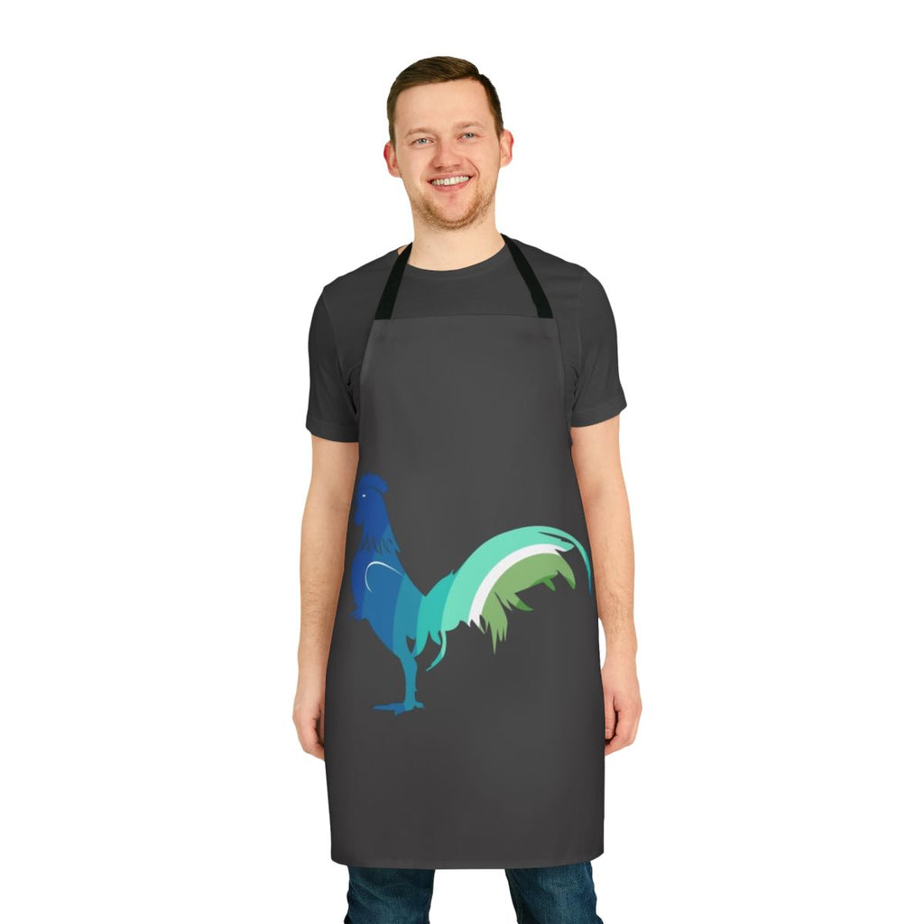 Colorful abstract design of a legendary cockerel on an apron
