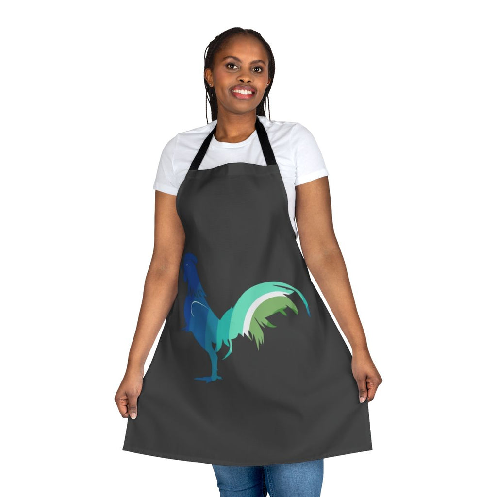 Colorful abstract design of a legendary cockerel on an apron