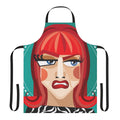 Colorful abstract apron featuring a Coco-inspired design, perfect for drag queens, comedians, and fans of RuPaul's Drag Race.