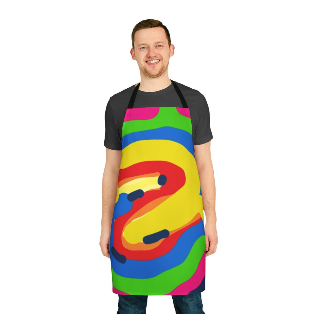 Vibrant and colorful apron with various designs, perfect for the kitchen, dining, and fashion