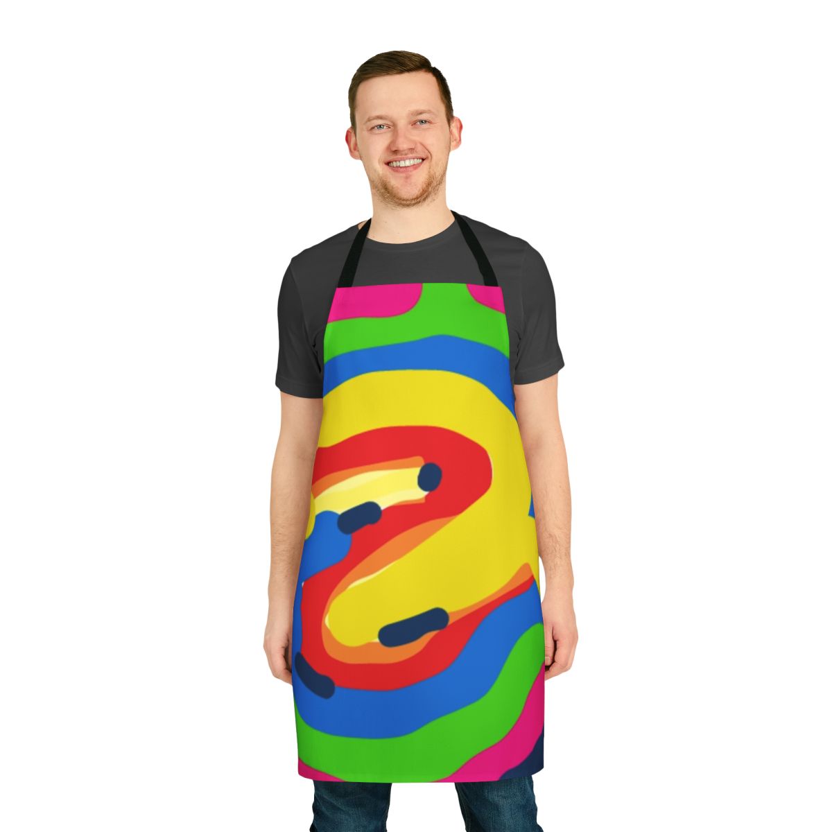 Vibrant and colorful apron with various designs, perfect for the kitchen, dining, and fashion