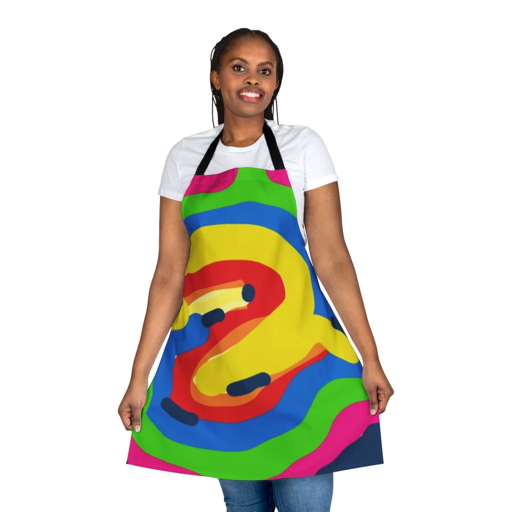 Vibrant and colorful apron with various designs, perfect for the kitchen, dining, and fashion