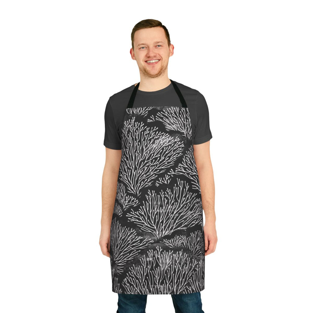 Vibrant watercolor coral reef design on an apron for ocean lovers