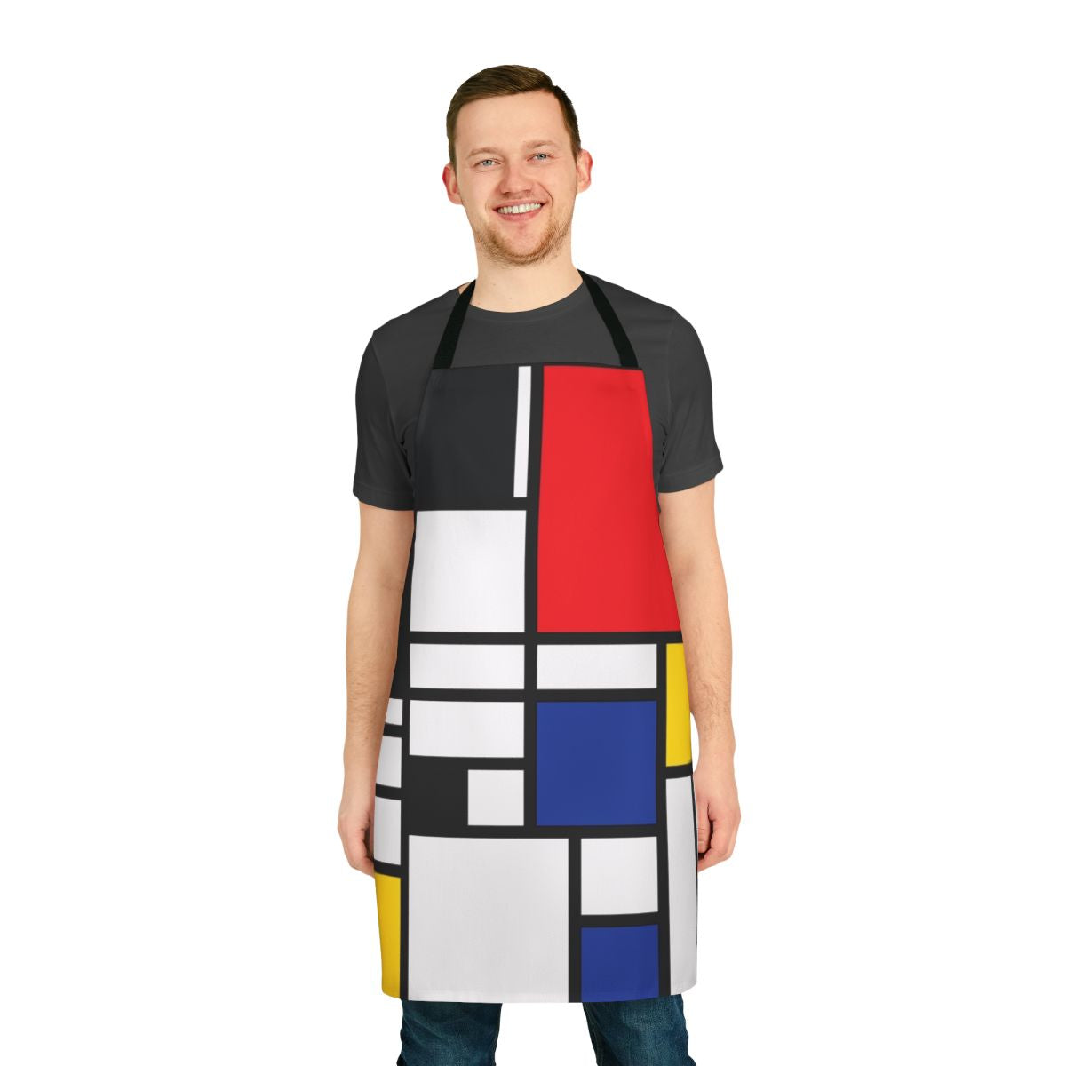 Apron featuring a modern De Stijl art design in primary colors