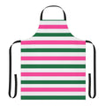 Deckchair-inspired striped apron in pink and green