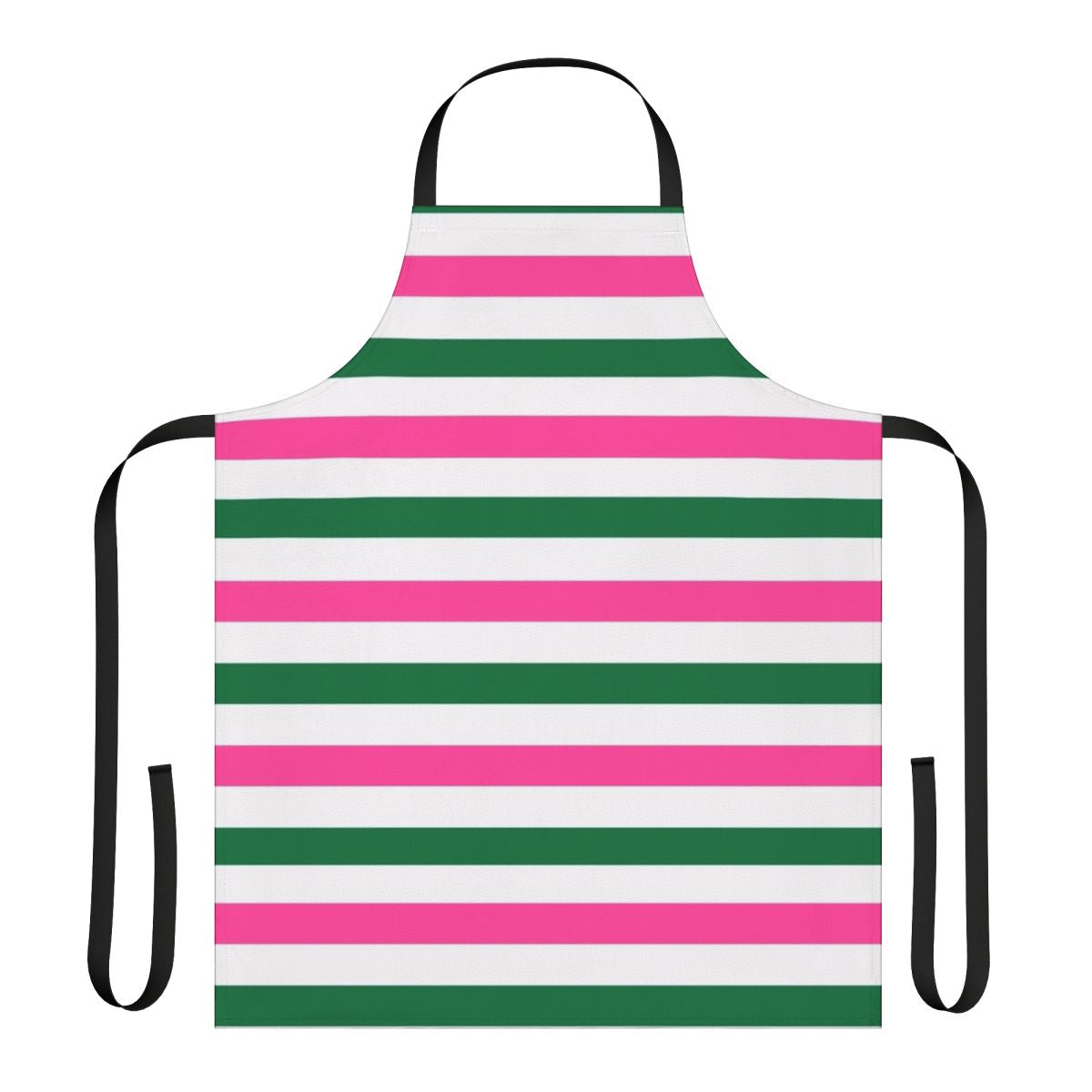 Deckchair-inspired striped apron in pink and green