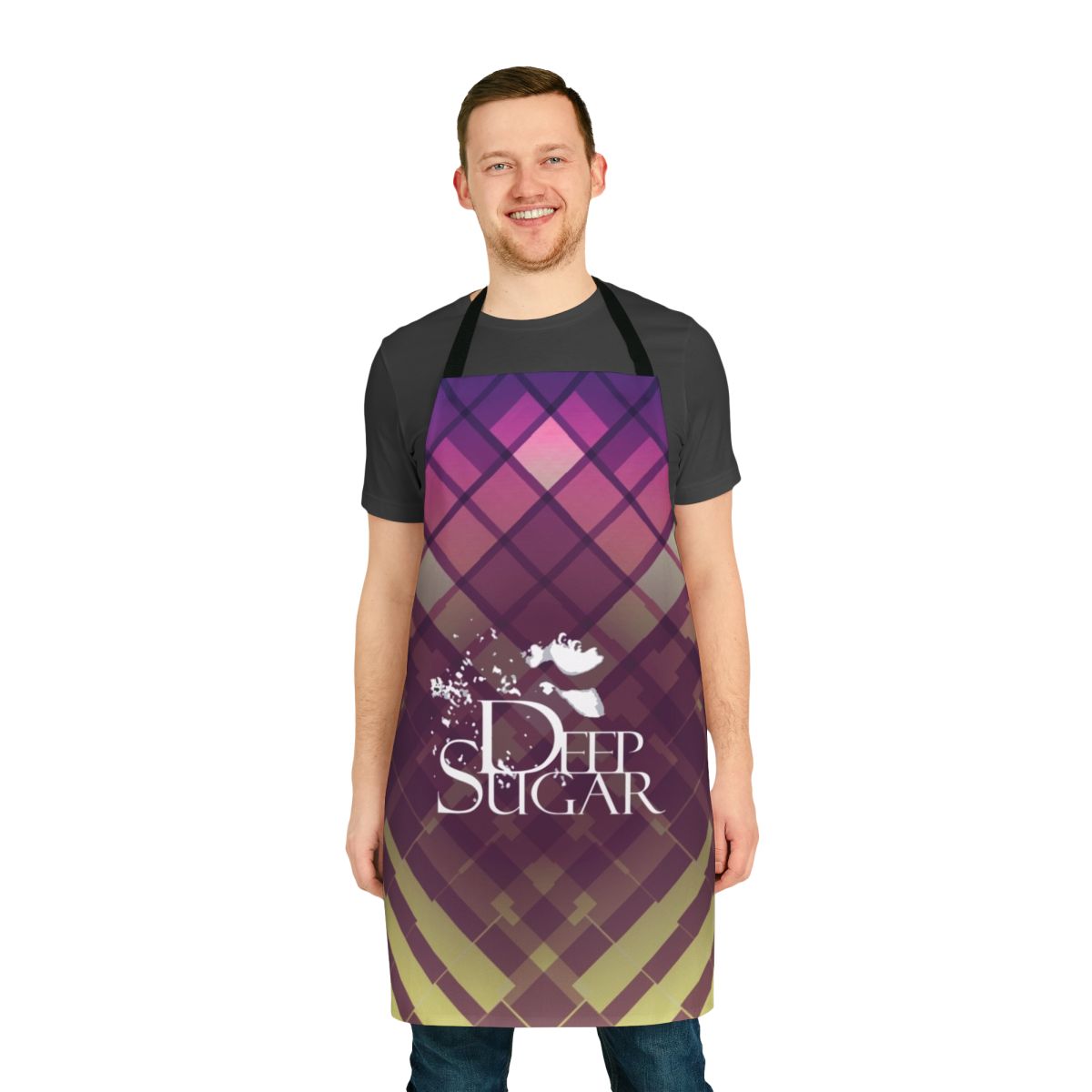 Colorful apron featuring the "Deep Sugar" album cover design