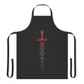 Colorful apron with rainbow dice and sword design for tabletop RPG gaming