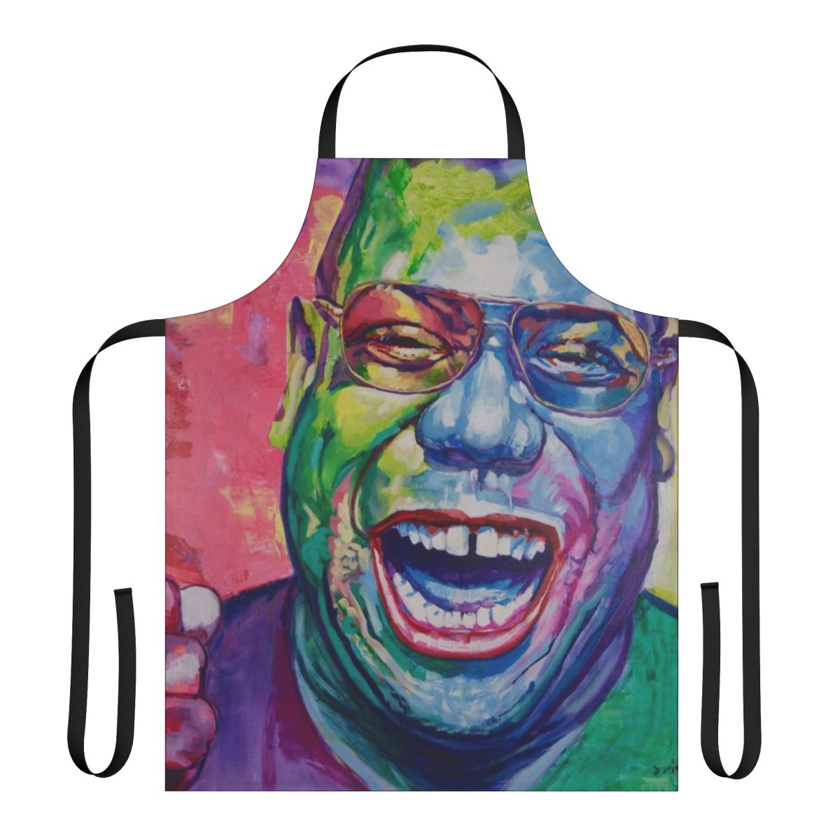 Stylish apron featuring a DJ-inspired design, perfect for music enthusiasts and home chefs.