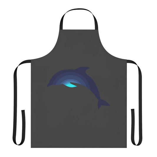A vibrant apron featuring a stylized dolphin design, representing the magic and wonder of legendary animals.