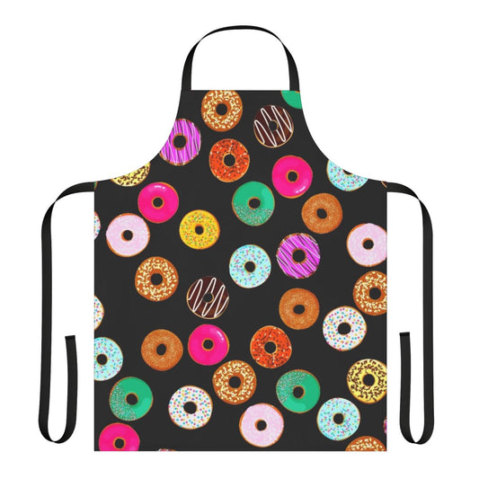 Colorful donut pattern apron with pink, purple, and rainbow sprinkles design