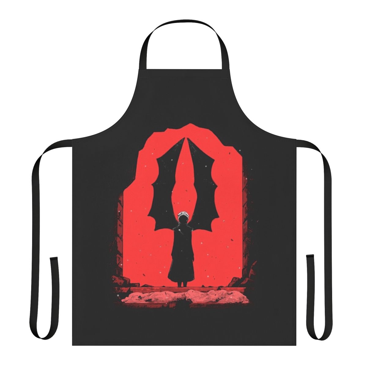 Vibrant red and black apron featuring a dragon wings design inspired by the hit TV series Game of Thrones