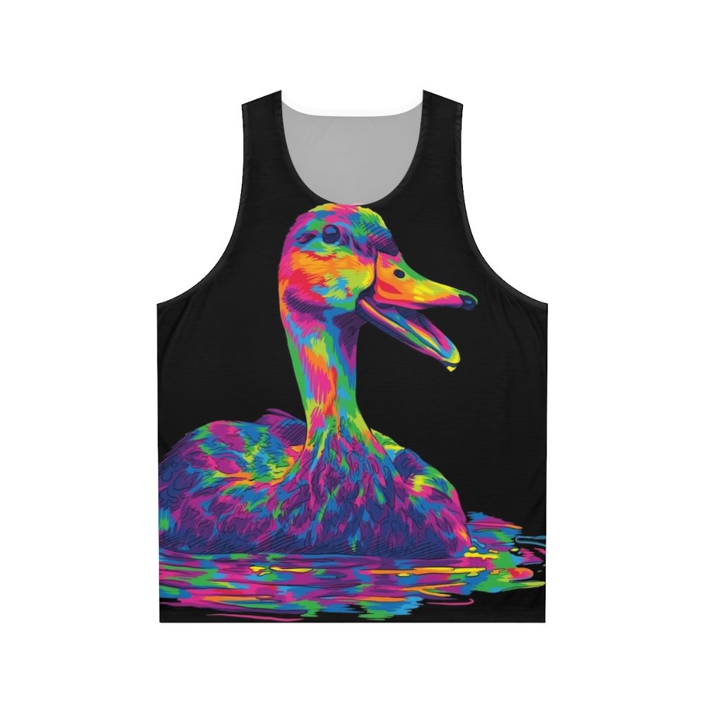 Unisex tank top with a vibrant duck design