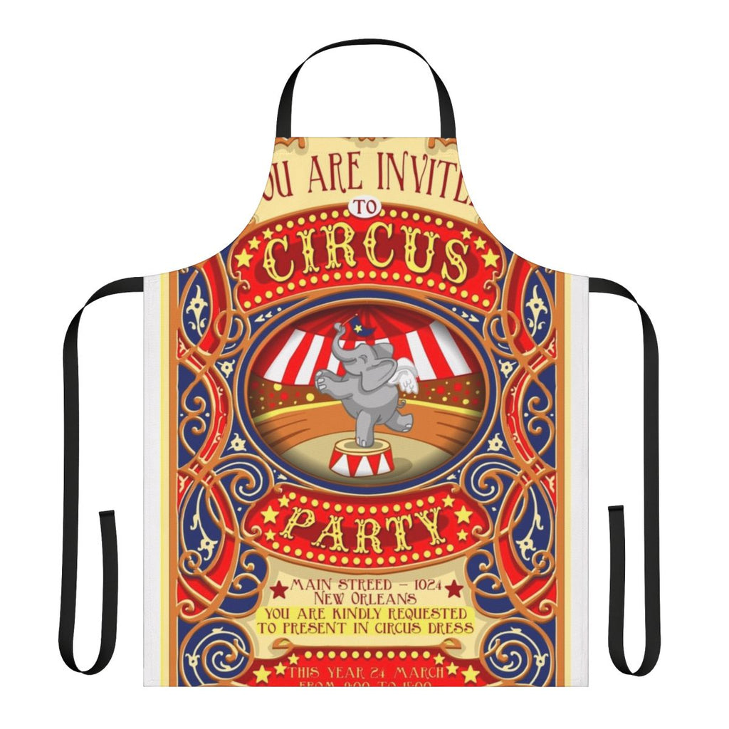 Colorful apron featuring a vintage-style Dumbo the flying elephant circus party design