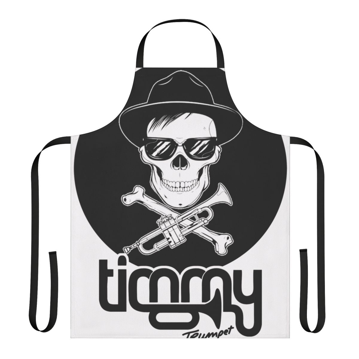 Colorful apron featuring EDM music artists and festival imagery